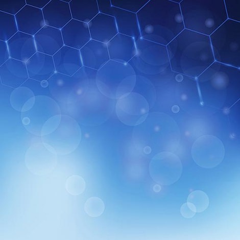 Blue image with blurred hexagons