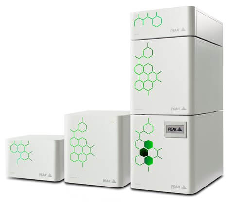 Precision Series of gas generators (white boxes with green hexagon design)